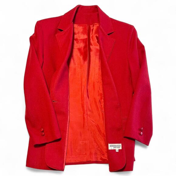 Vintage 80s Kensington Square Red Wool Blazer Sz 9/10 Oversized Boyfriend Career - Picture 7 of 10